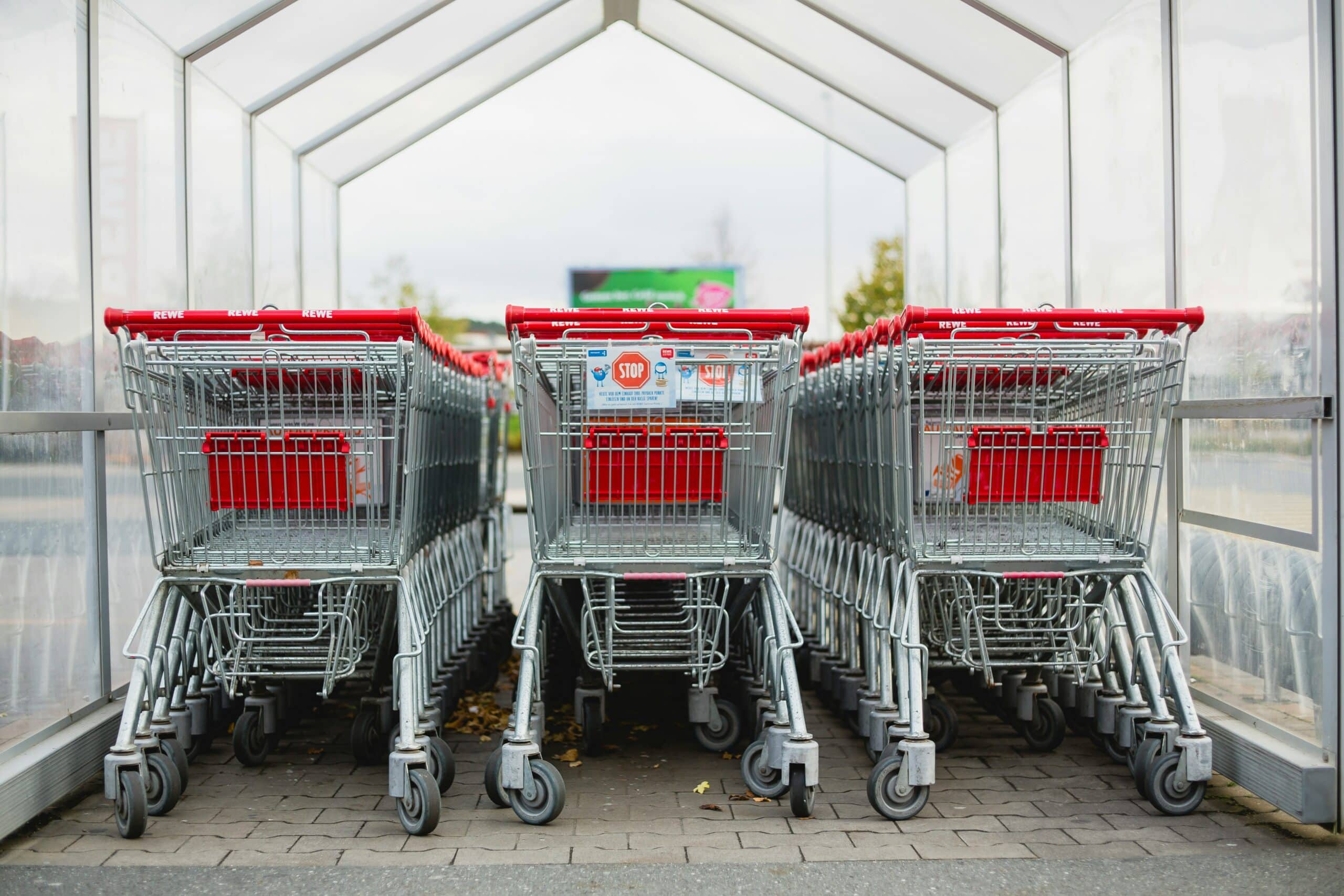 shopping trolleys lines up